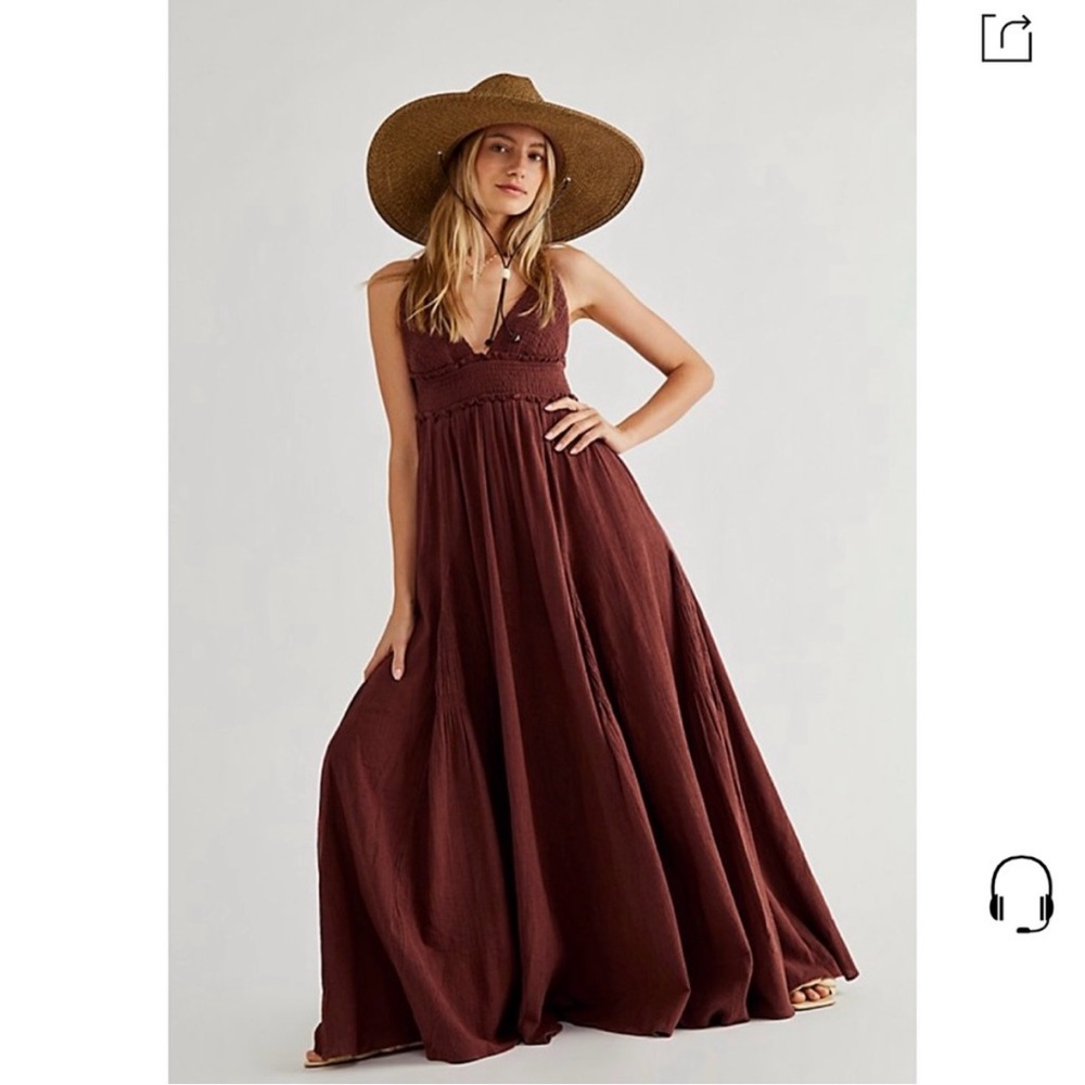 Free People Endless Summer Heat Haze Smocked Triangle Maxi Dress